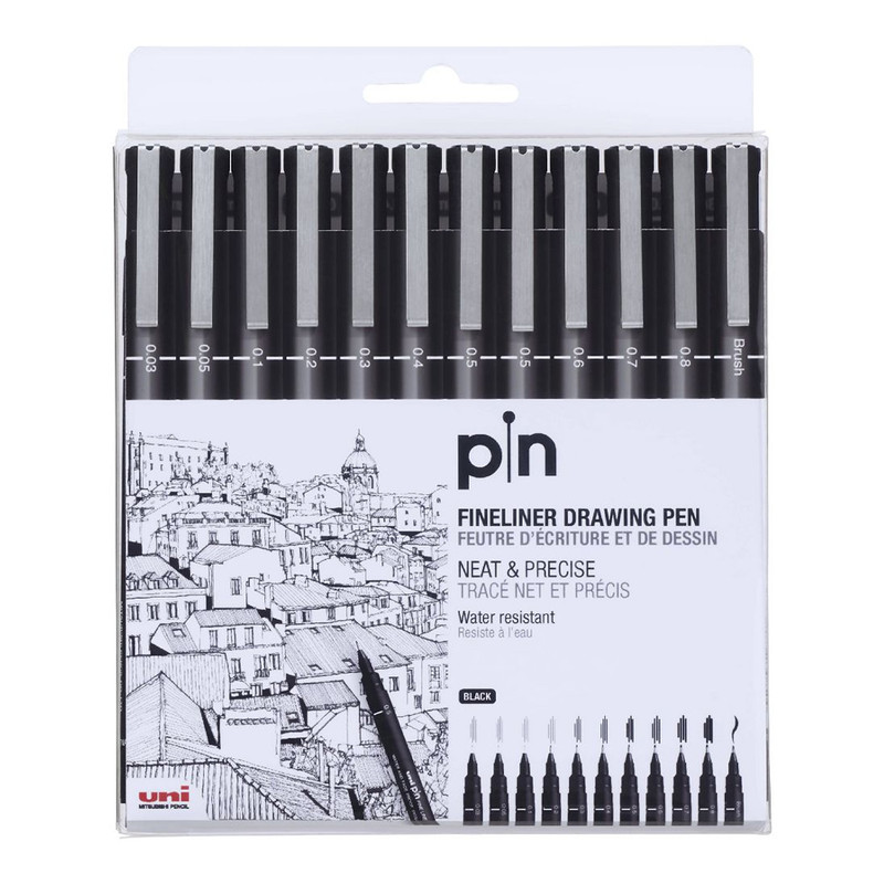 راپید یونی بال مدل uniball fineliner raphid مجموعه 11 عددی